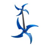 Shuriken w staff - 4 blades blu